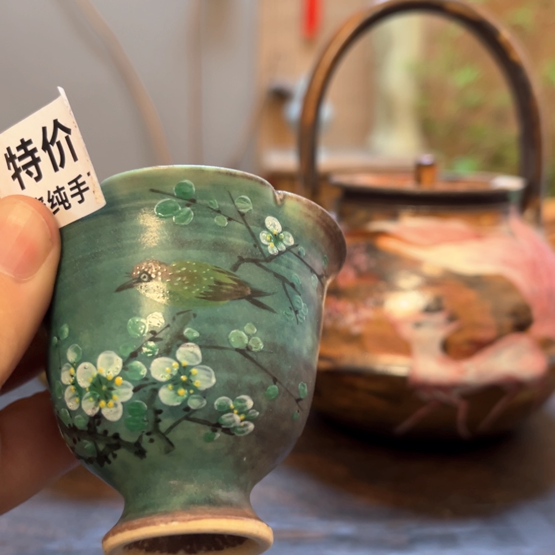 杯柴烧手工手绘陶瓷