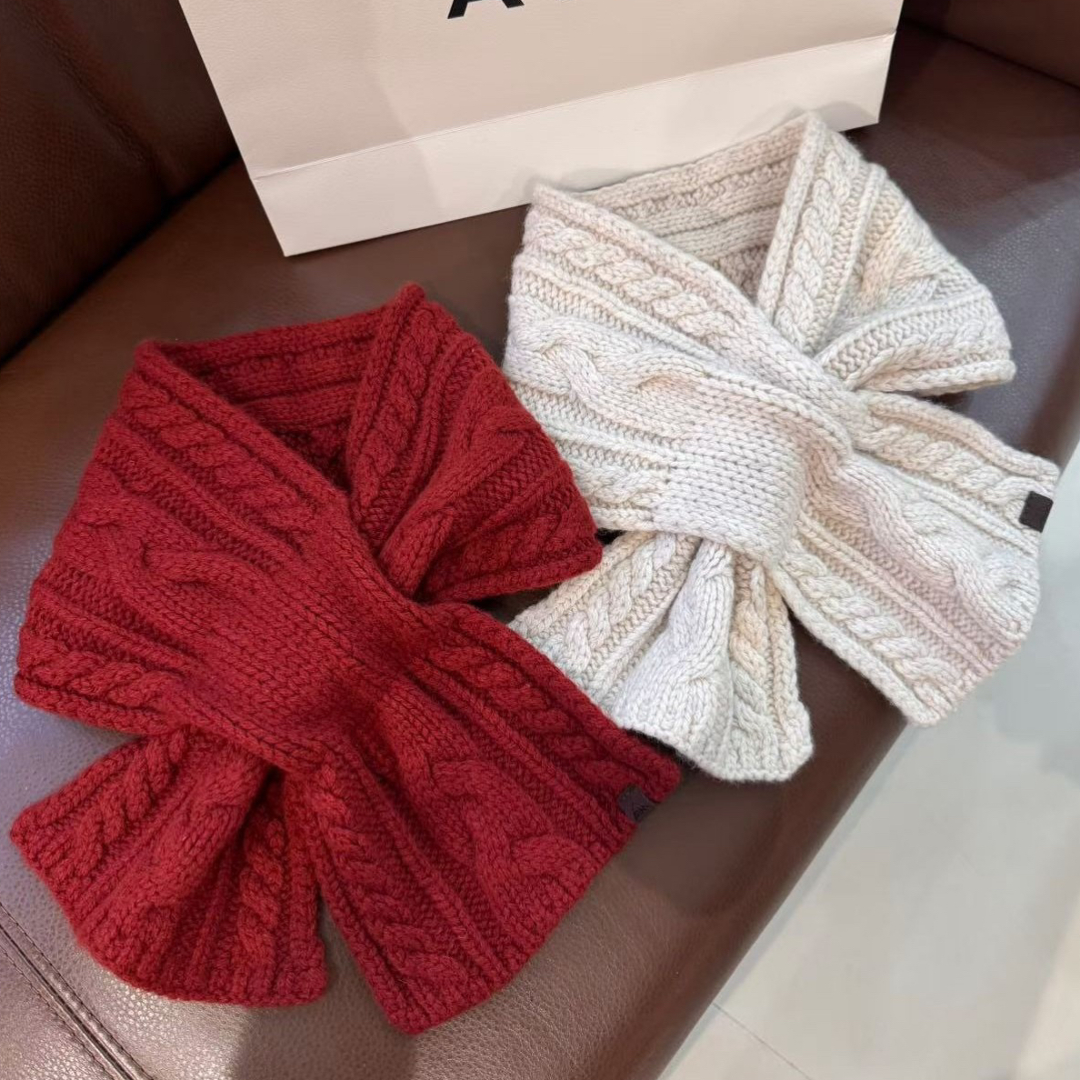 高定驴家同款手打麻花懒人交叉围巾100%纯羊毛保暖男女不扎围脖