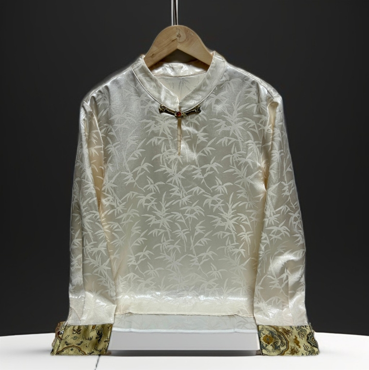 【立领竹叶衬衣】新中式国风上衣衬衣