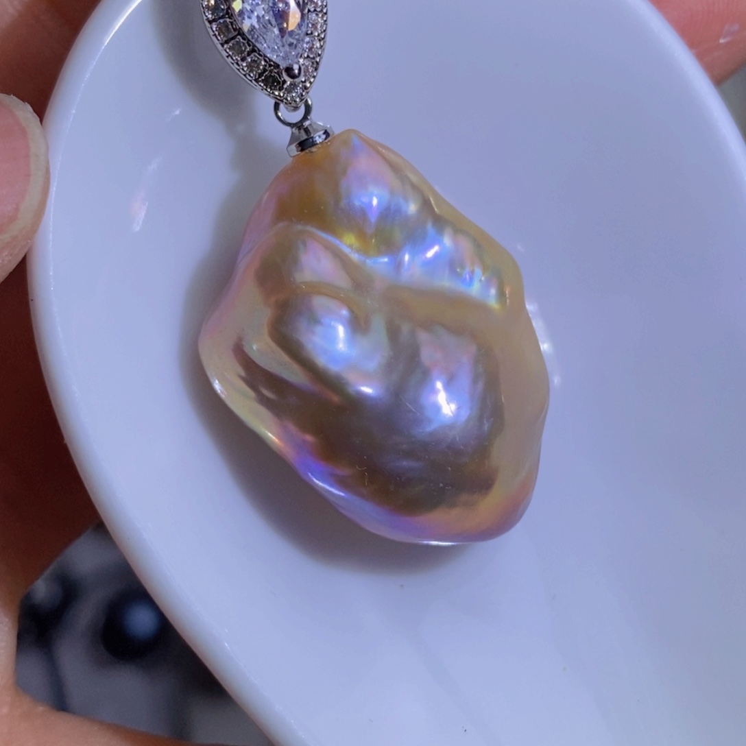 银S925镶嵌天然淡水珍珠淡水珍珠