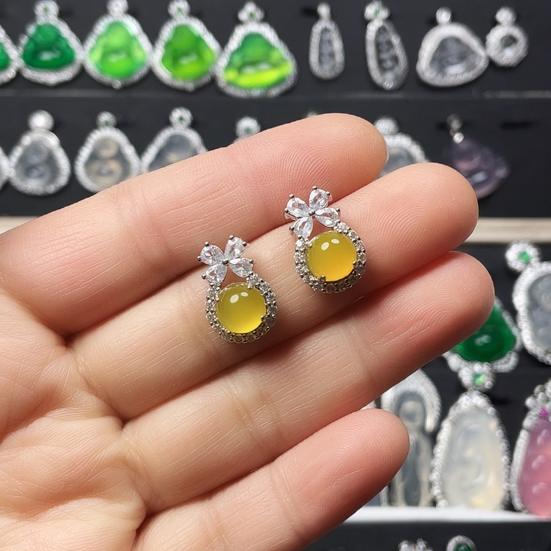 玛瑙/玉髓耳钉合金