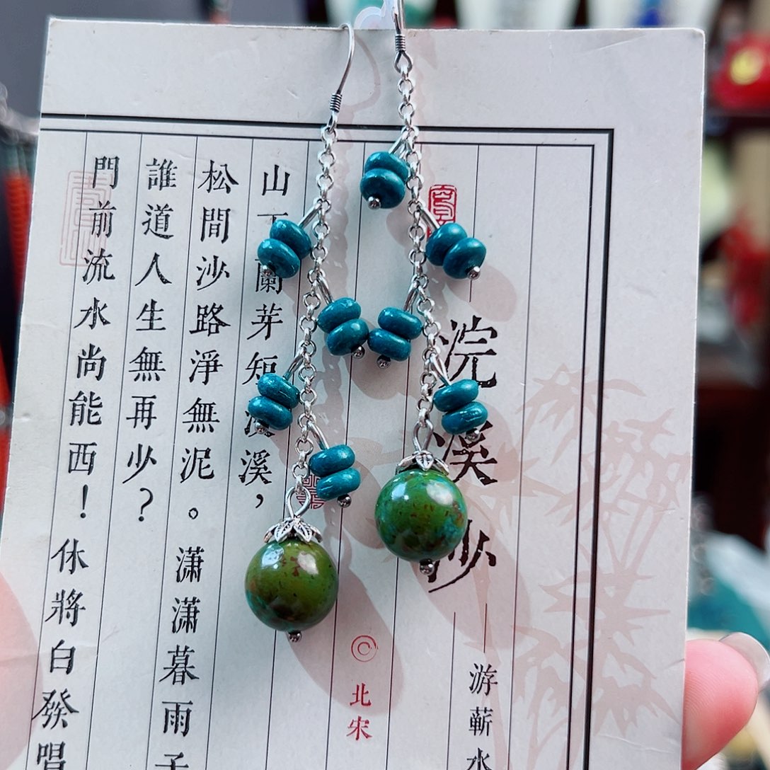 925银珐琅锦象定制耳环