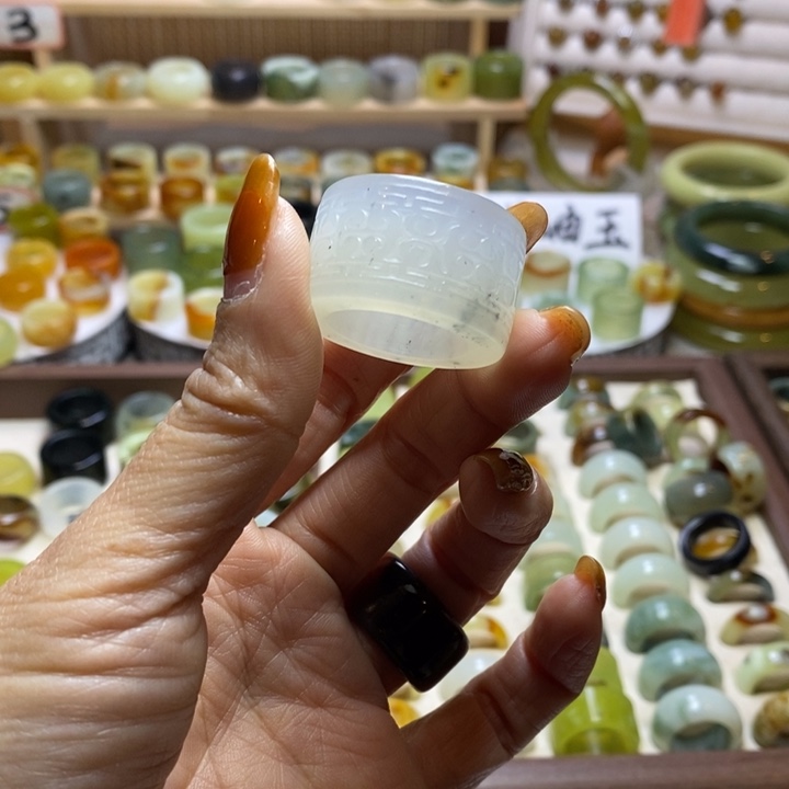 *****岫玉银S925镶嵌戒圈岫玉精品指环