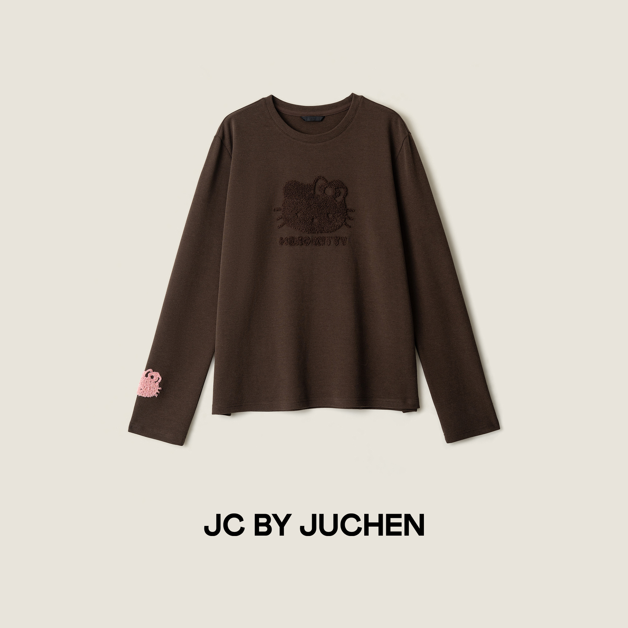 凯蒂手记立体圈圈kitty猫刺绣设计感加厚百搭长袖T恤 FW095280