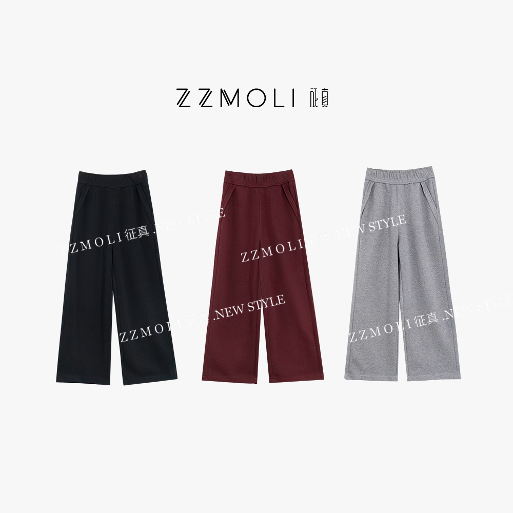 ZzMoLi征真 斜口袋加绒阔腿裤女款秋冬百搭裤子ZBK8795