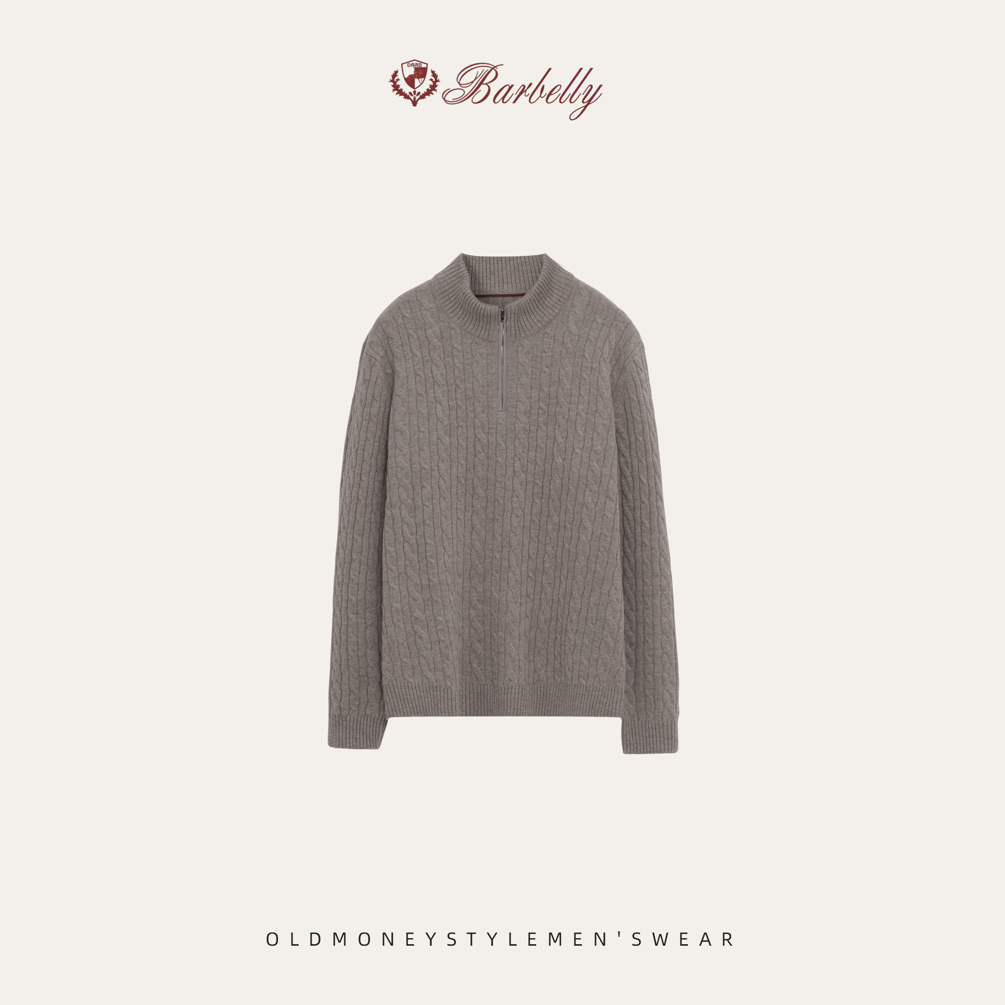 文  100%超细美丽诺"高定绵羊毛纱线半拉链针织毛衣SN80324