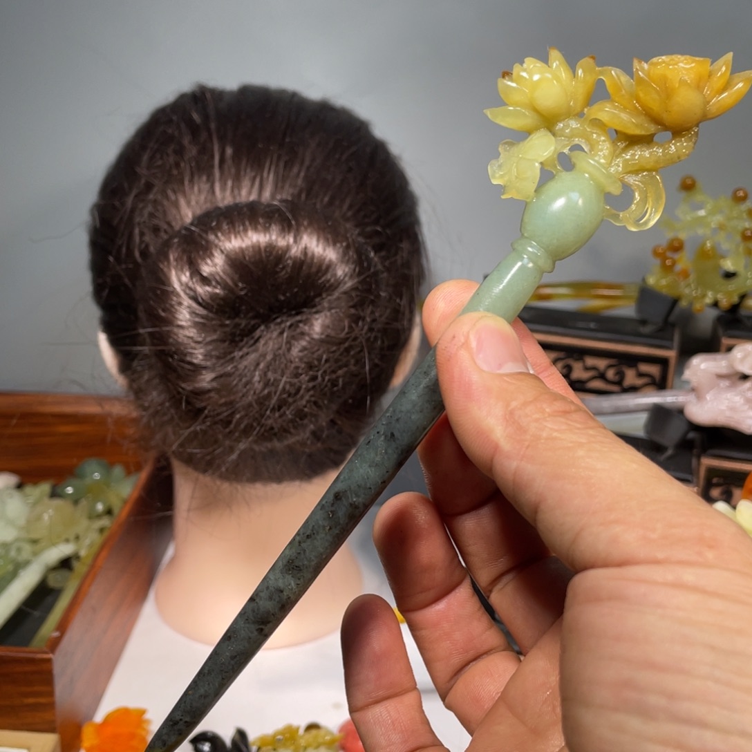 蛇纹石玉合金发饰