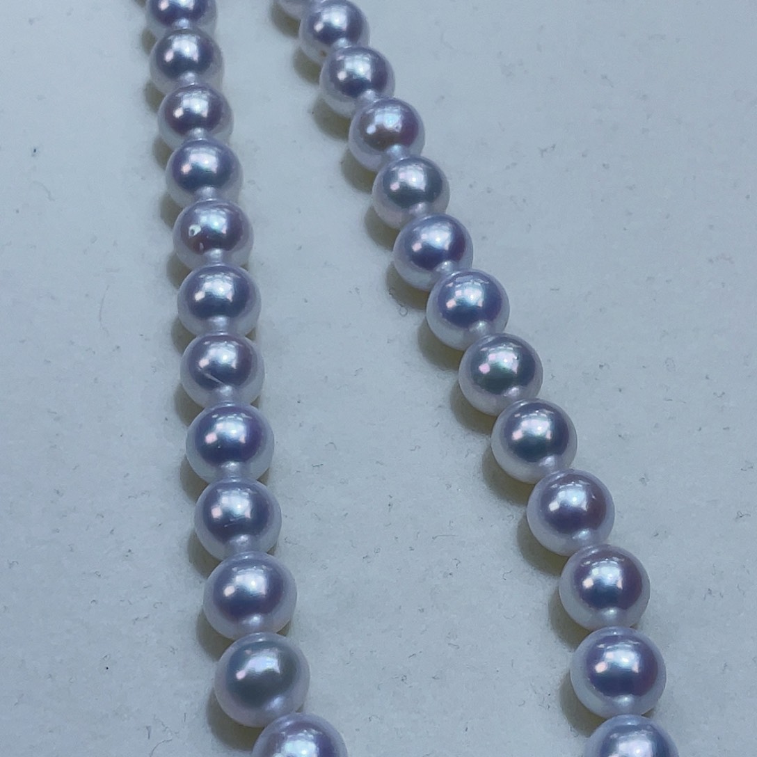 淡水珍珠颈饰银S925镶嵌7/8m冷蓝炫彩正圆