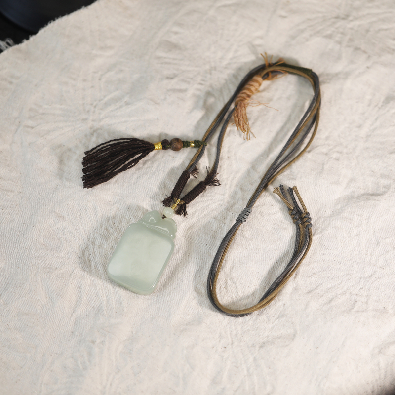 麦麦【溪言】天然和田玉晴水 吊坠 猫猫无事牌 多样性发一