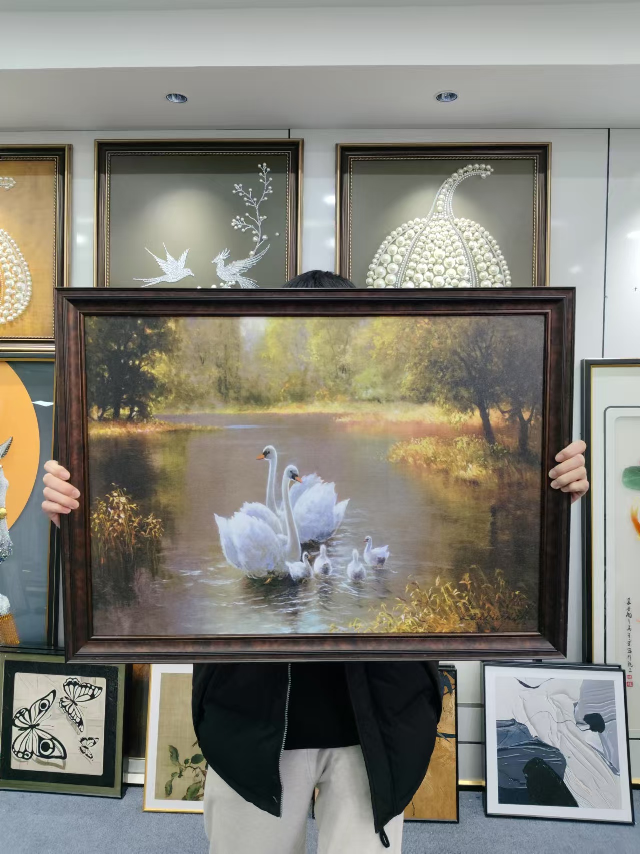 现代简约玄关走廊欧框装饰画美式复古钢琴上方挂画客厅壁画16080