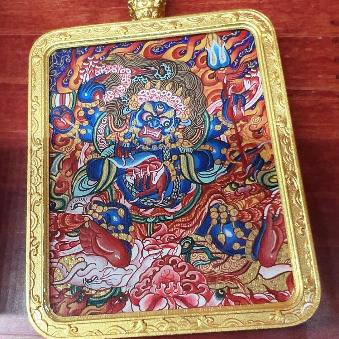 吊坠全手绘热贡唐卡大黑天