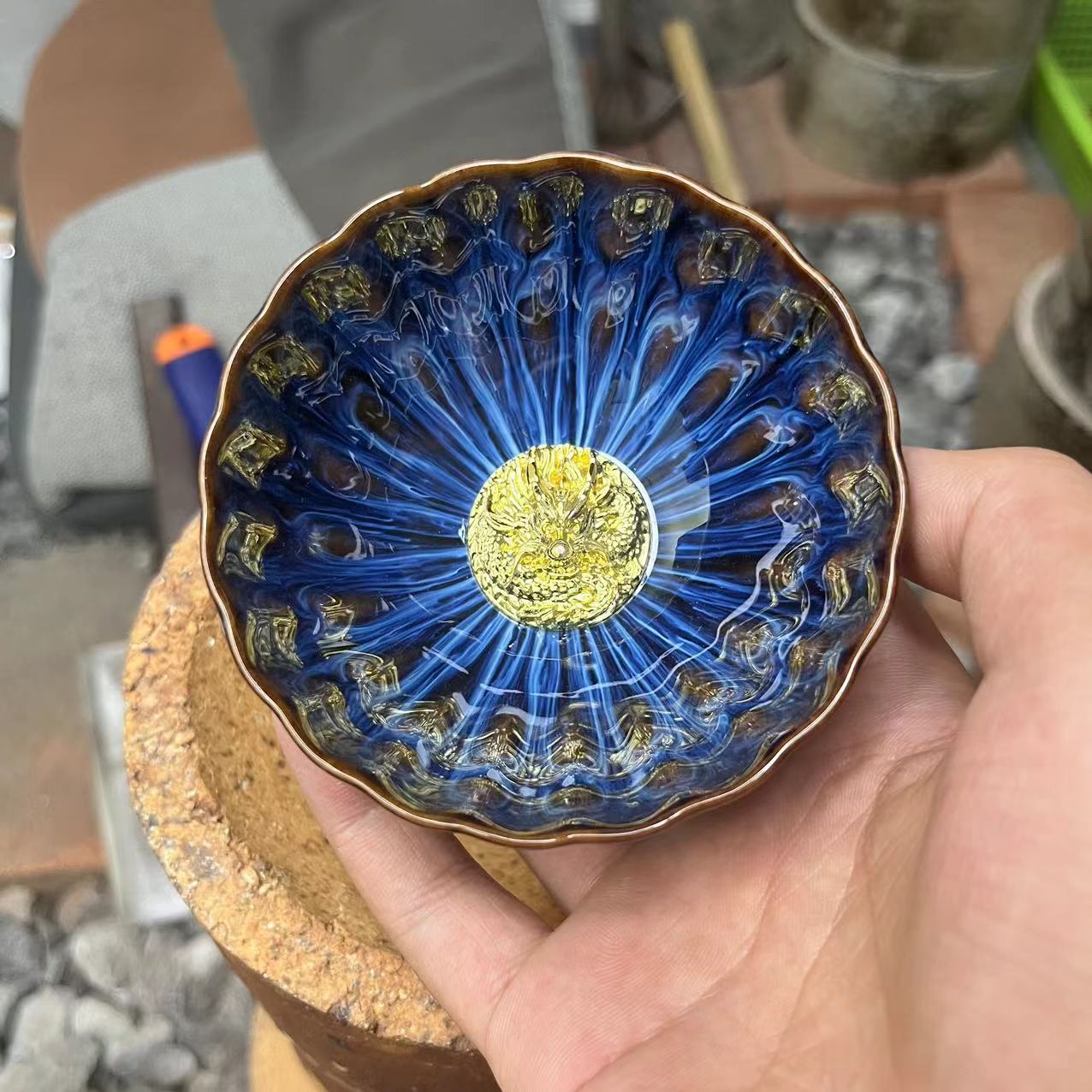手工茶器 深海窑变盘龙金杯