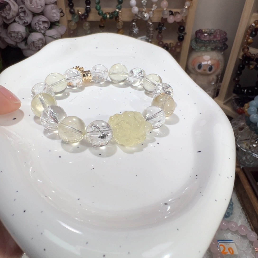 水晶手绳未镶嵌柠檬晶 白阿塞