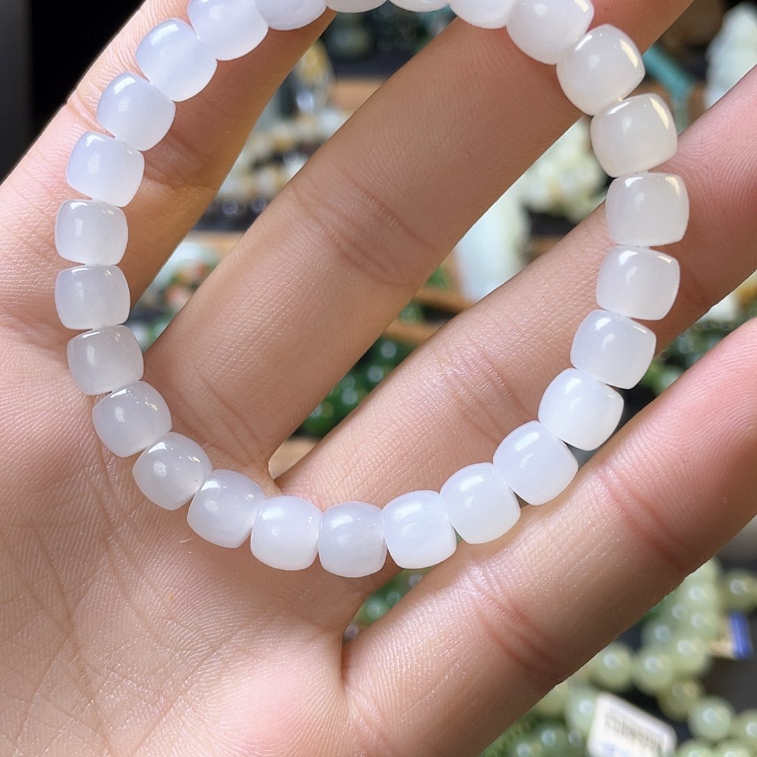 和田玉手串未镶嵌乐***…冰白手串拍2发1