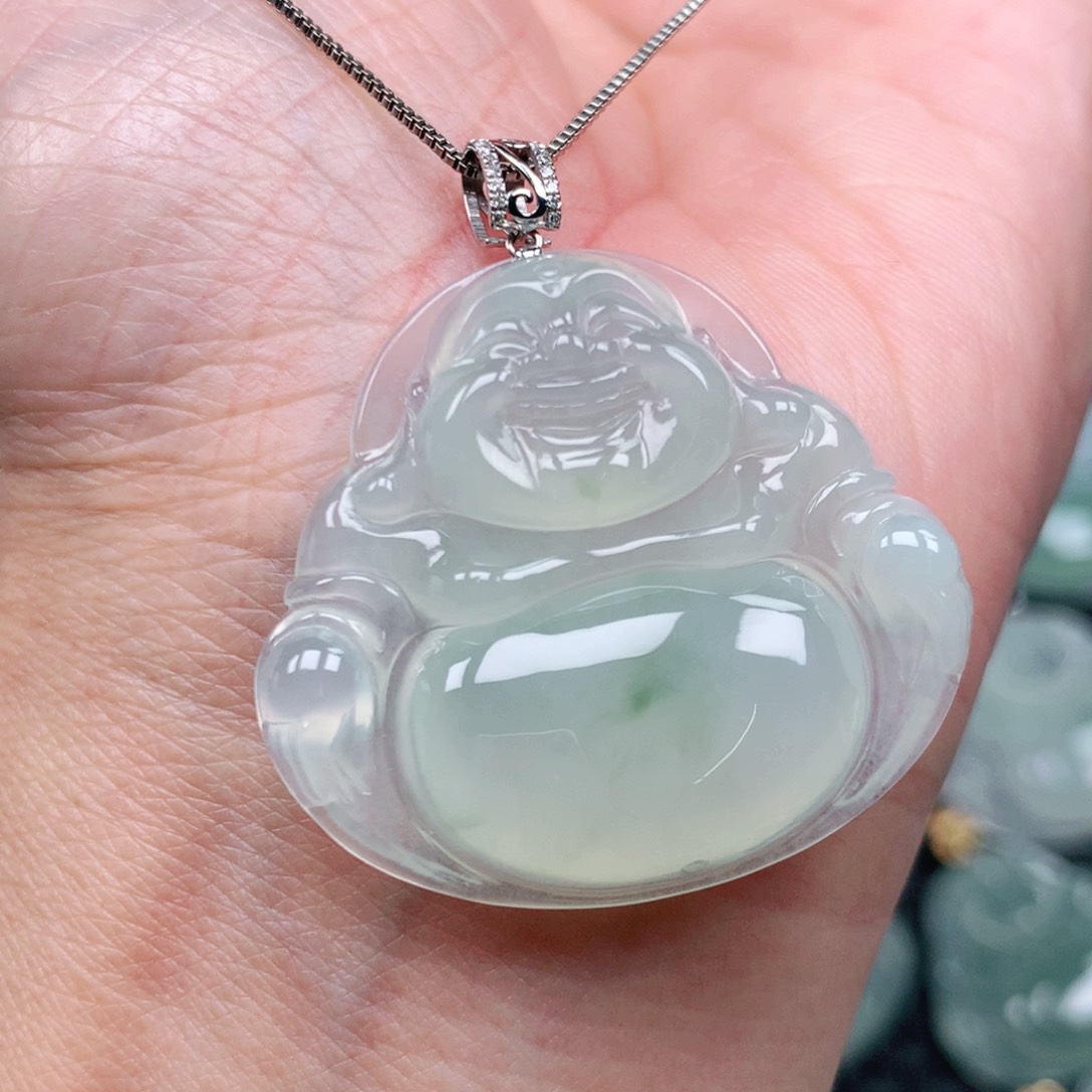 翡翠吊坠(不含链)18K金镶嵌