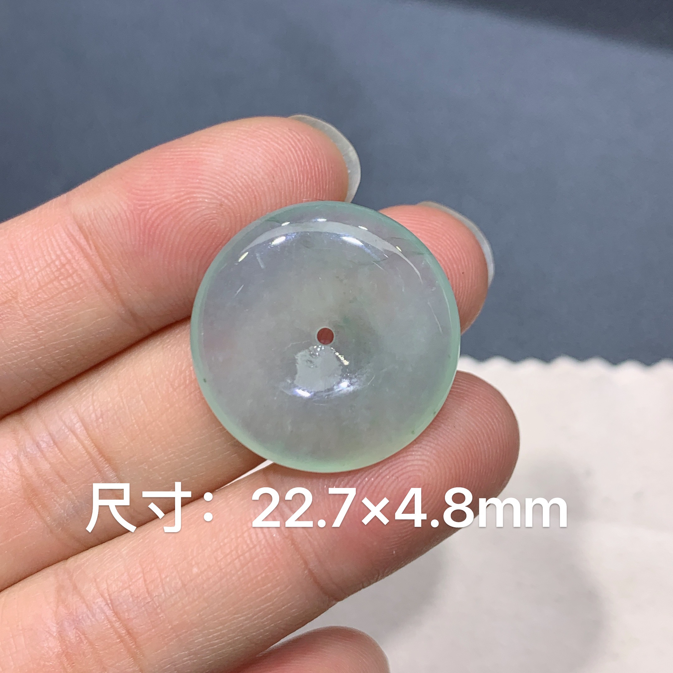 缅甸天然A货翡翠 冰种晴水绿飘花平安扣吊坠 玉质细腻 k001