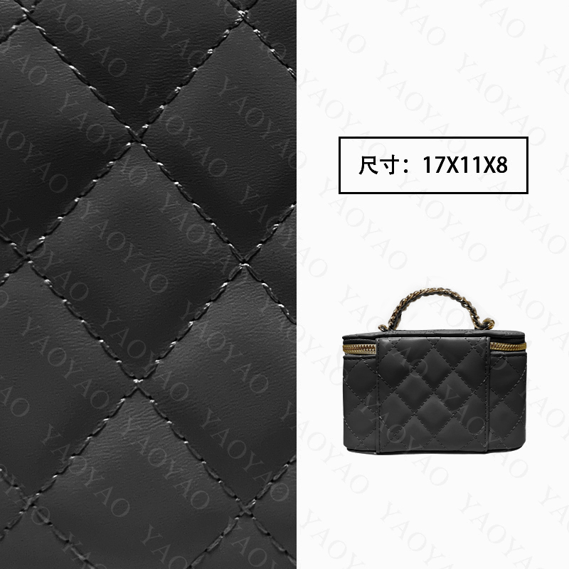 手工真皮女包 单肩斜挎小香风化妆盒子包