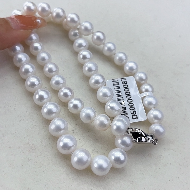 淡水珍珠颈饰银S925镶嵌8➕极光冷白高品