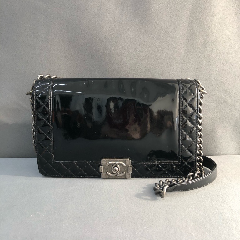 95新 Chanel/香奈儿 拾锦奢品 香奈儿黑银软皮leboy单肩包