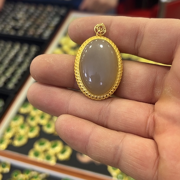 和田玉银S925镶嵌颈饰