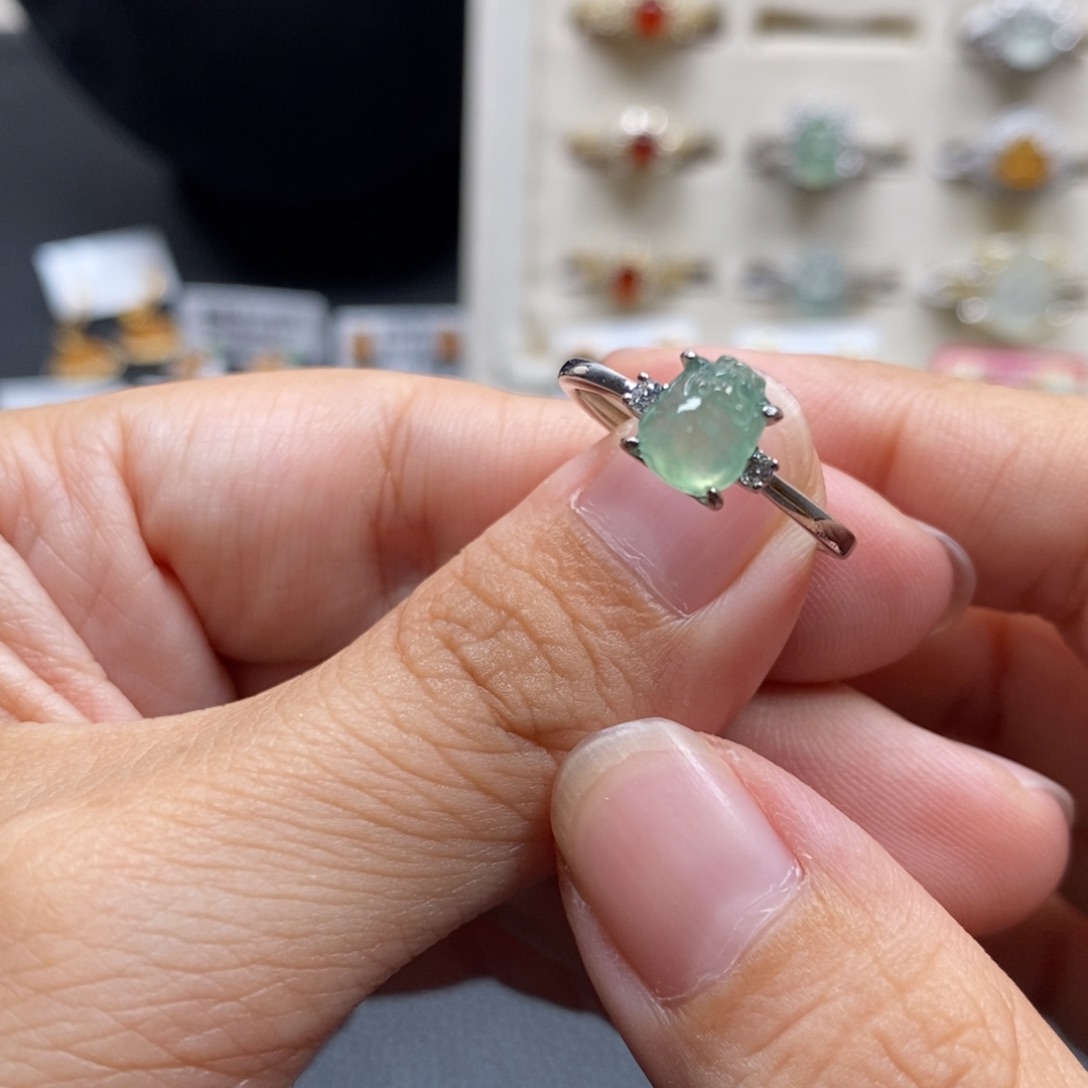 翡翠银S925镶嵌戒指