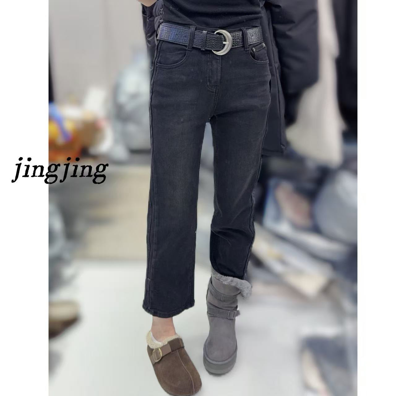 冬季新款休闲百搭9分烟管磨毛牛仔裤(580118)