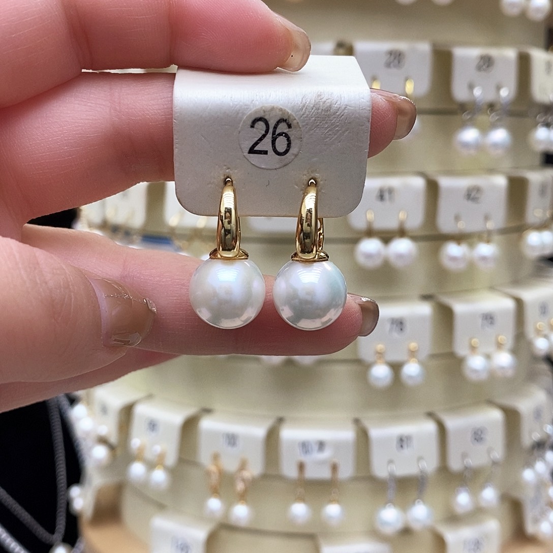 淡水珍珠耳饰银S925镶嵌