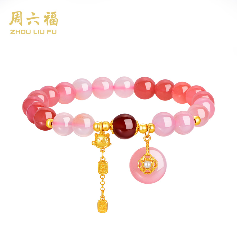 ZHOU LIU FU/周六福S925银玛瑙手链/喜运桃桃-Y4215-主