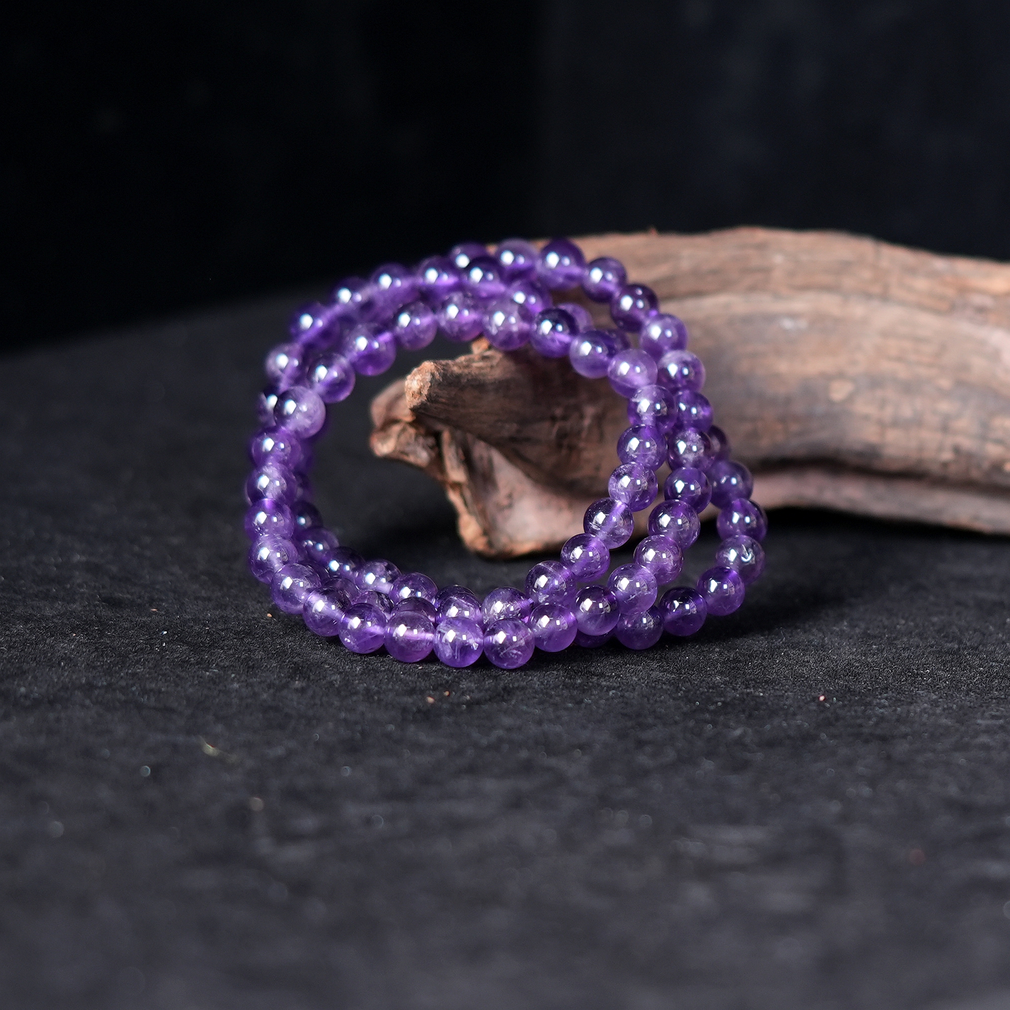 【书记晶选】250085天然乌拉圭紫水晶多圈手串6.5mm+多样性发一件