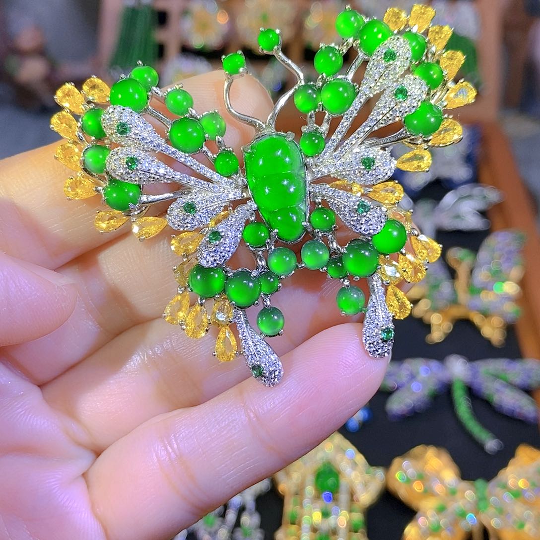 吊坠(不含链)银S925镶嵌翡翠