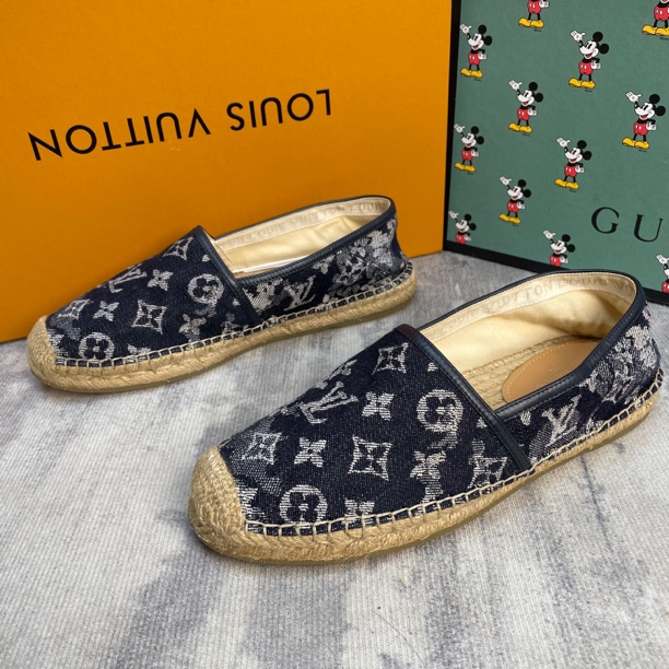 95新 LouisVuitton/路易威登 蓝色布面老花满印渔夫鞋/40码