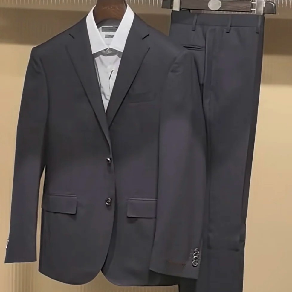 半麻衬工艺纯色西服套装婚礼西装小脚裤简欧风修身型