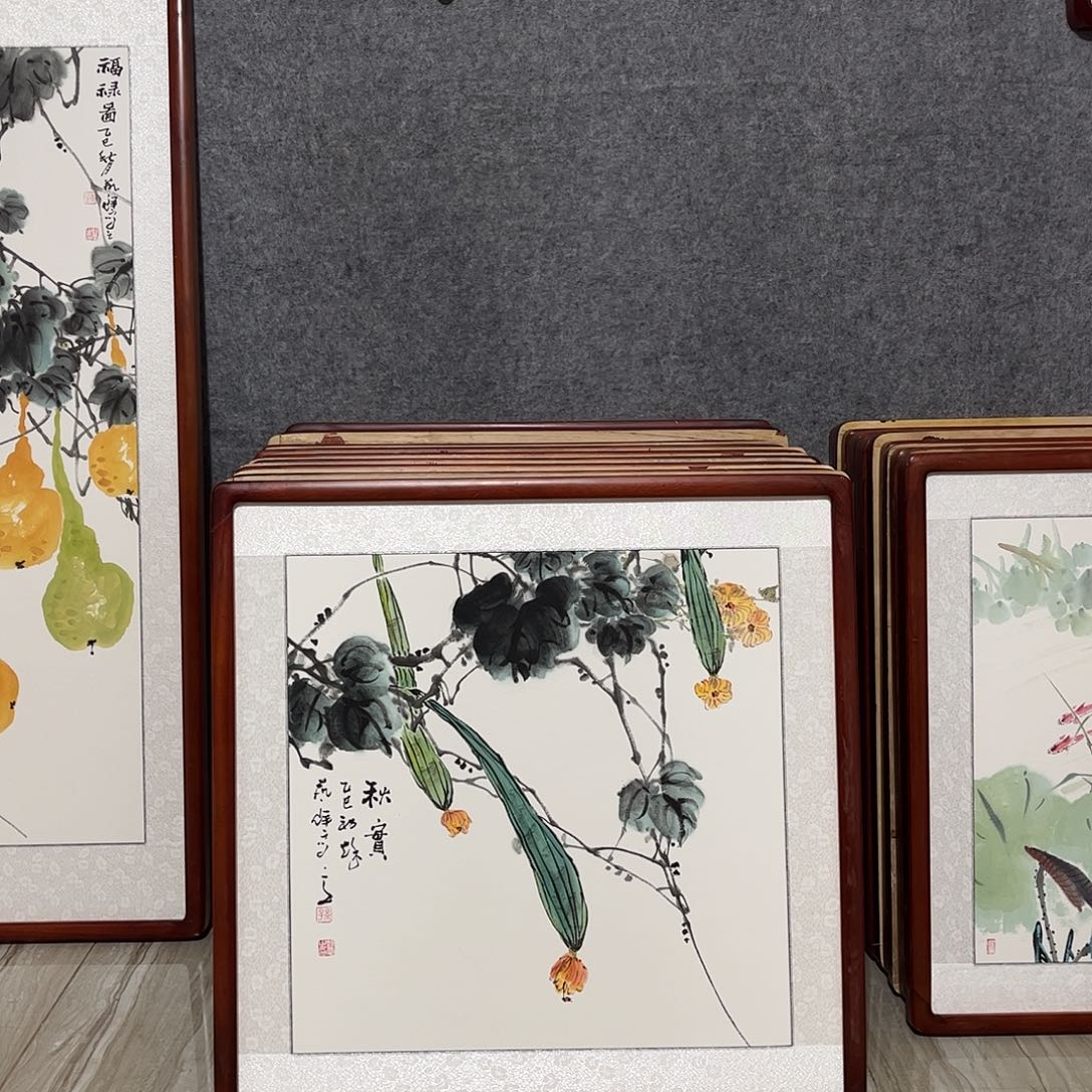 国画书画作品带框63×63