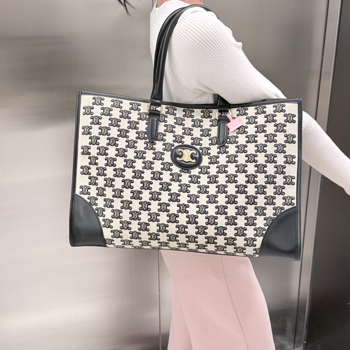 95新 Celine/思琳 celine黑色老花托特单肩手提包
