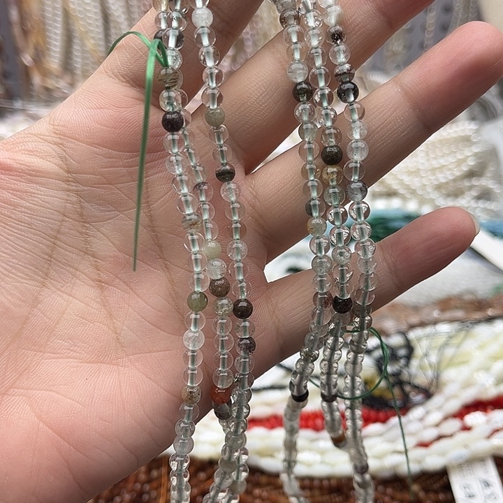 未镶嵌玛瑙/玉髓珠宝半成品一条4.5mm左右幽灵水晶多圈