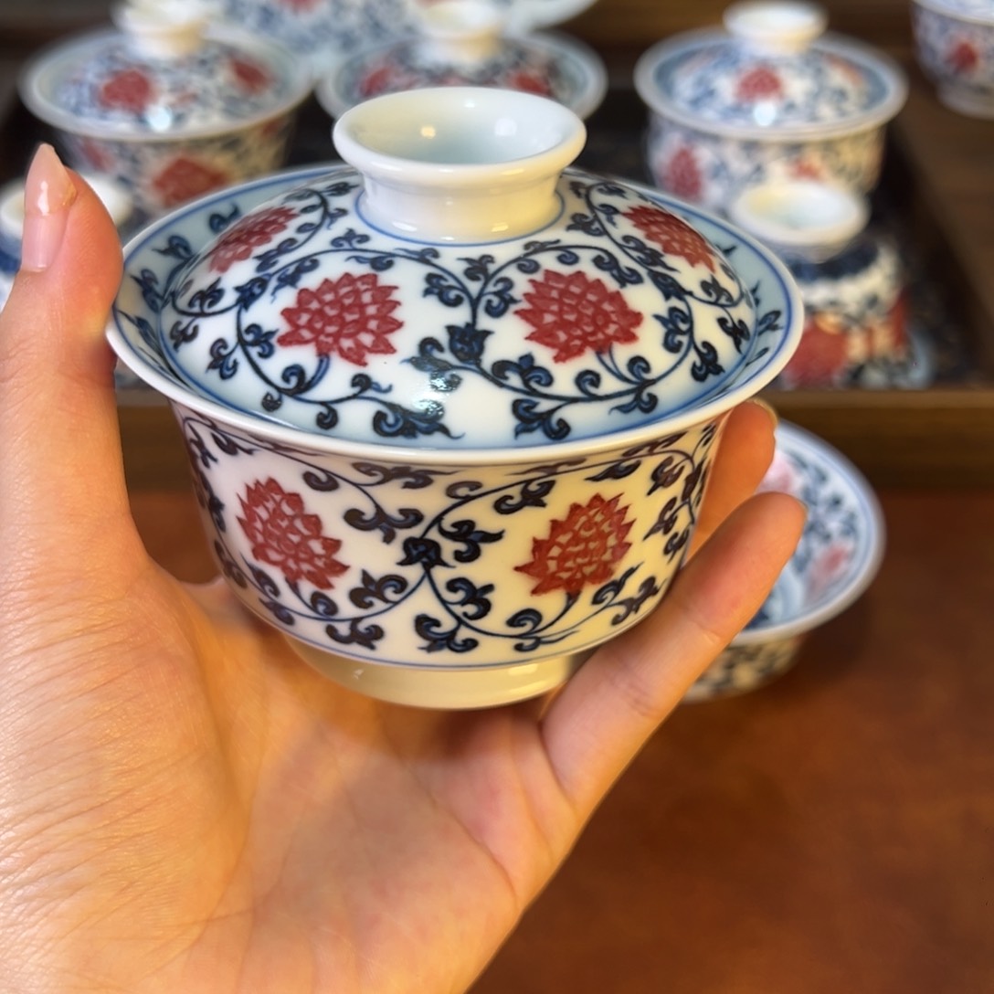 盖碗景德镇茶器百宝箱手绘陶瓷