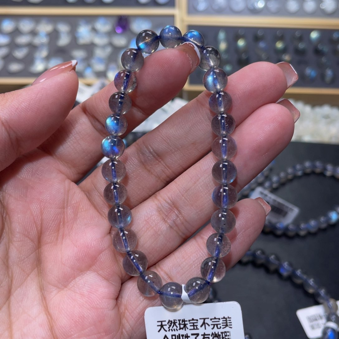 手串未镶嵌拉长石山*！拉长石手链7mm