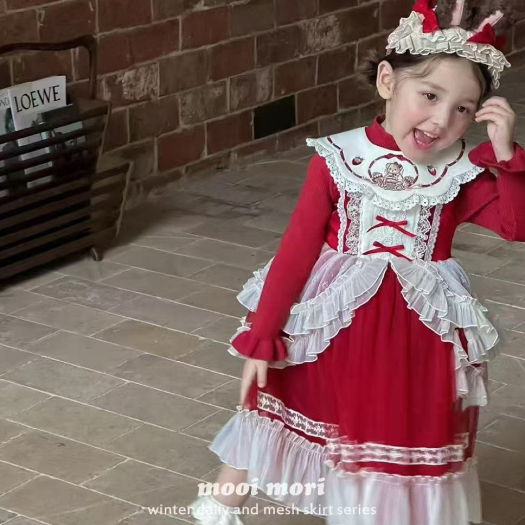 mooimori·年款～刺绣小熊洛丽塔连衣裙女童