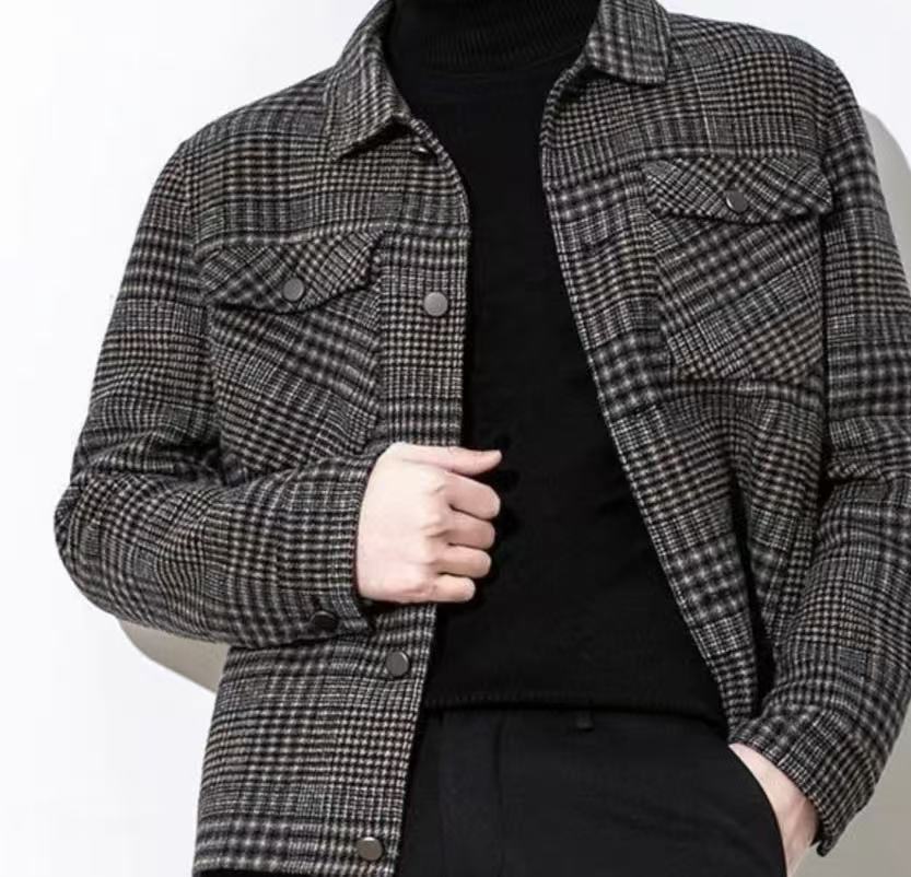 男士男装翻领春秋毛呢男士潮流毛呢外套