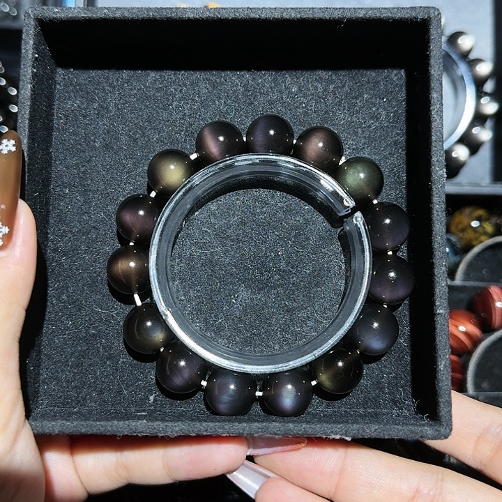 0****黑曜岩未镶嵌手链