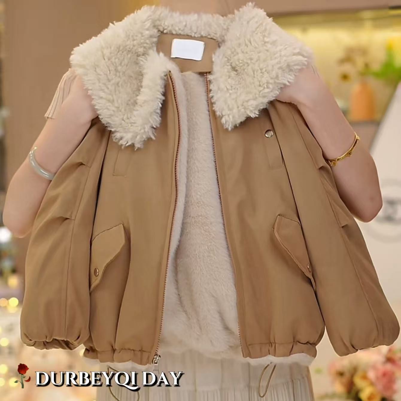 女童2025冬季新款韩版保暖纯色拉链百搭加厚外套5841