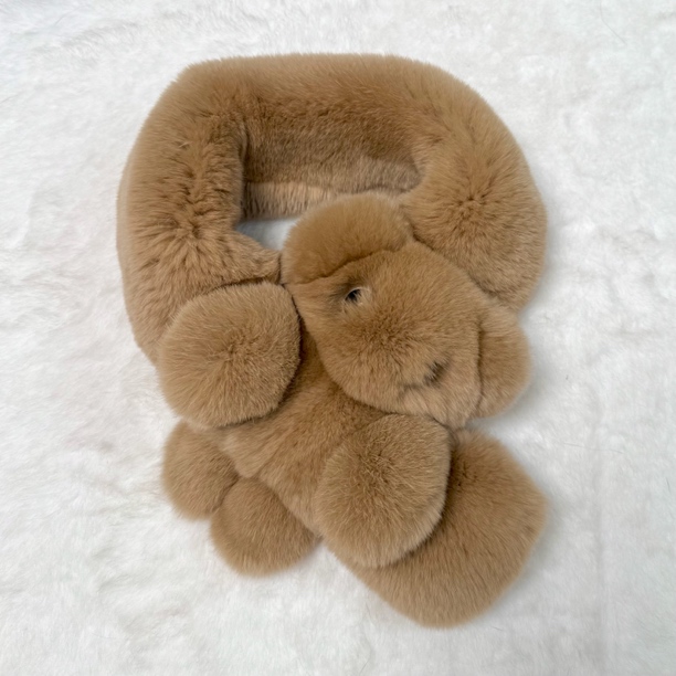 獭兔毛小熊围巾冬季加厚保暖可爱毛绒围脖韩版百搭皮草真毛围巾女