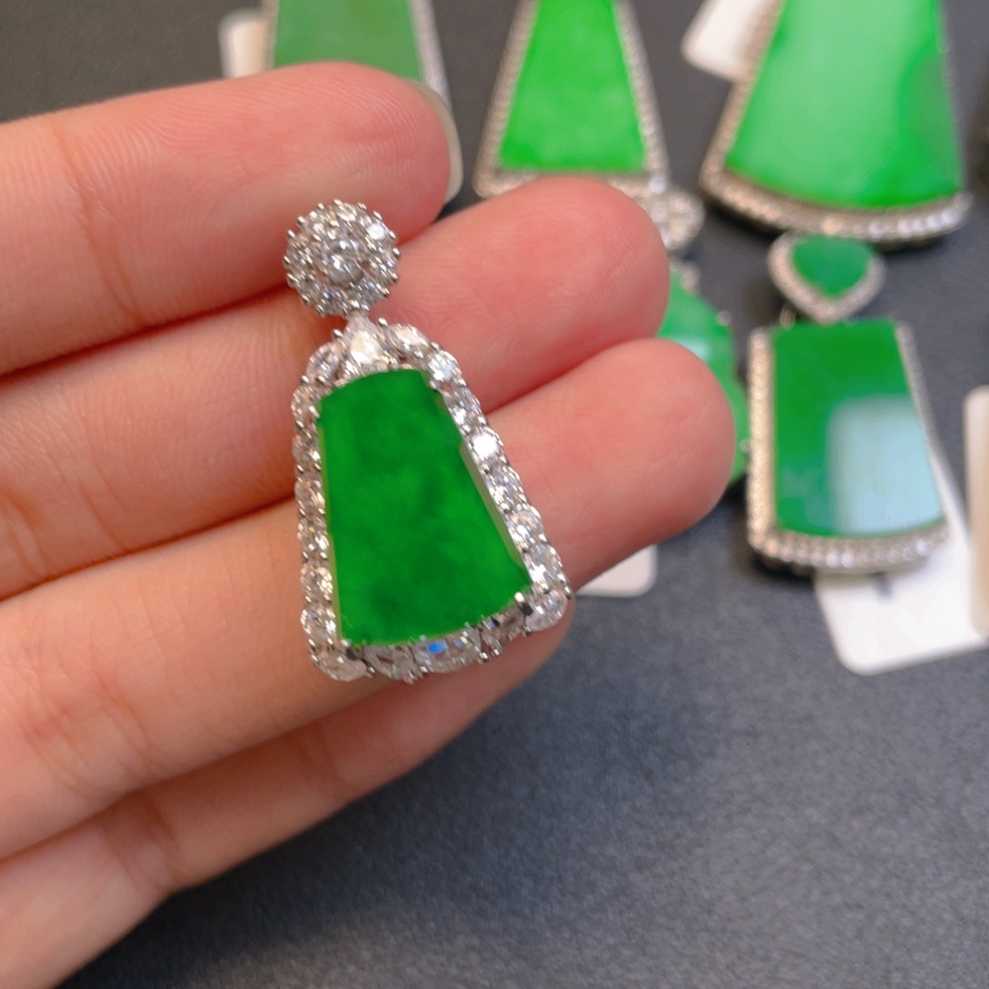 翡翠银S925镶嵌吊坠(不含链)