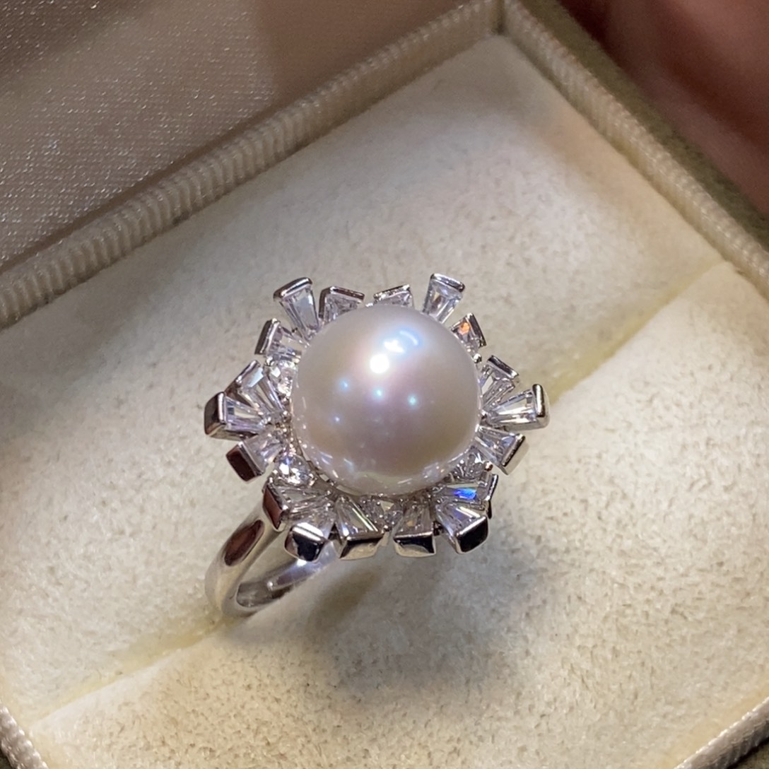 淡水珍珠戒指银S925镶嵌