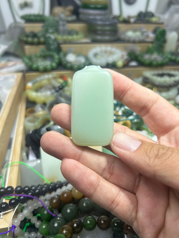 天然糖青无事牌吊坠