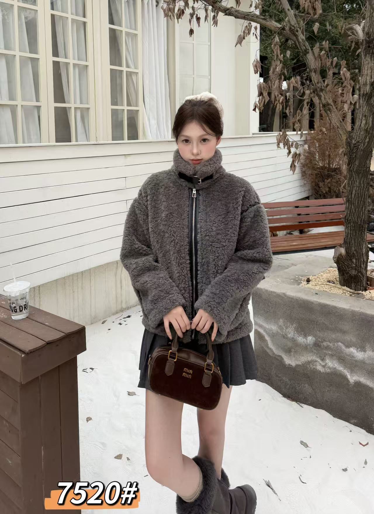 7520【衣长60】时尚短外套女2025秋冬新款显瘦休闲毛外套【A区】