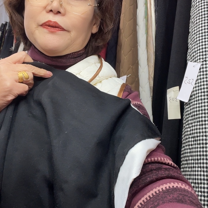 黑色絮片1.1米面料棉裤