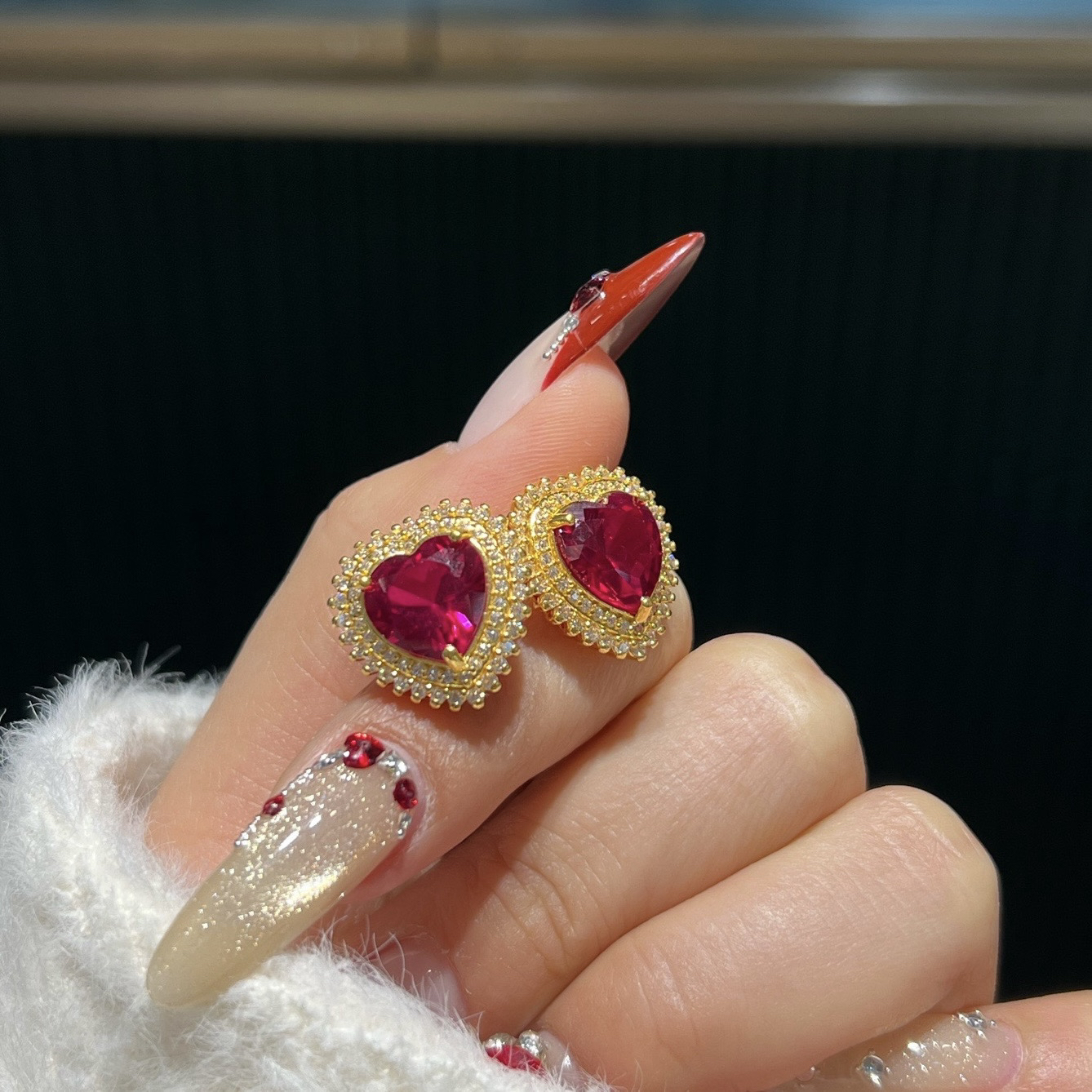 足金999海洋之星耳钉5D黄金爱心耳饰