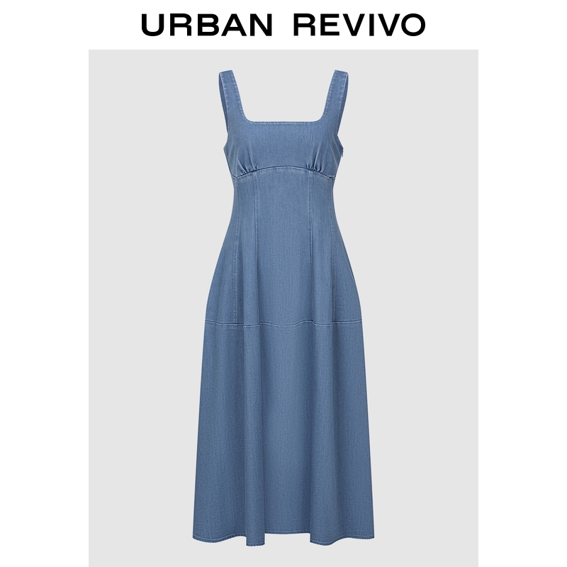 UR2025秋季新款女装丹宁回潮收腰水洗牛仔连衣裙UWM850239
