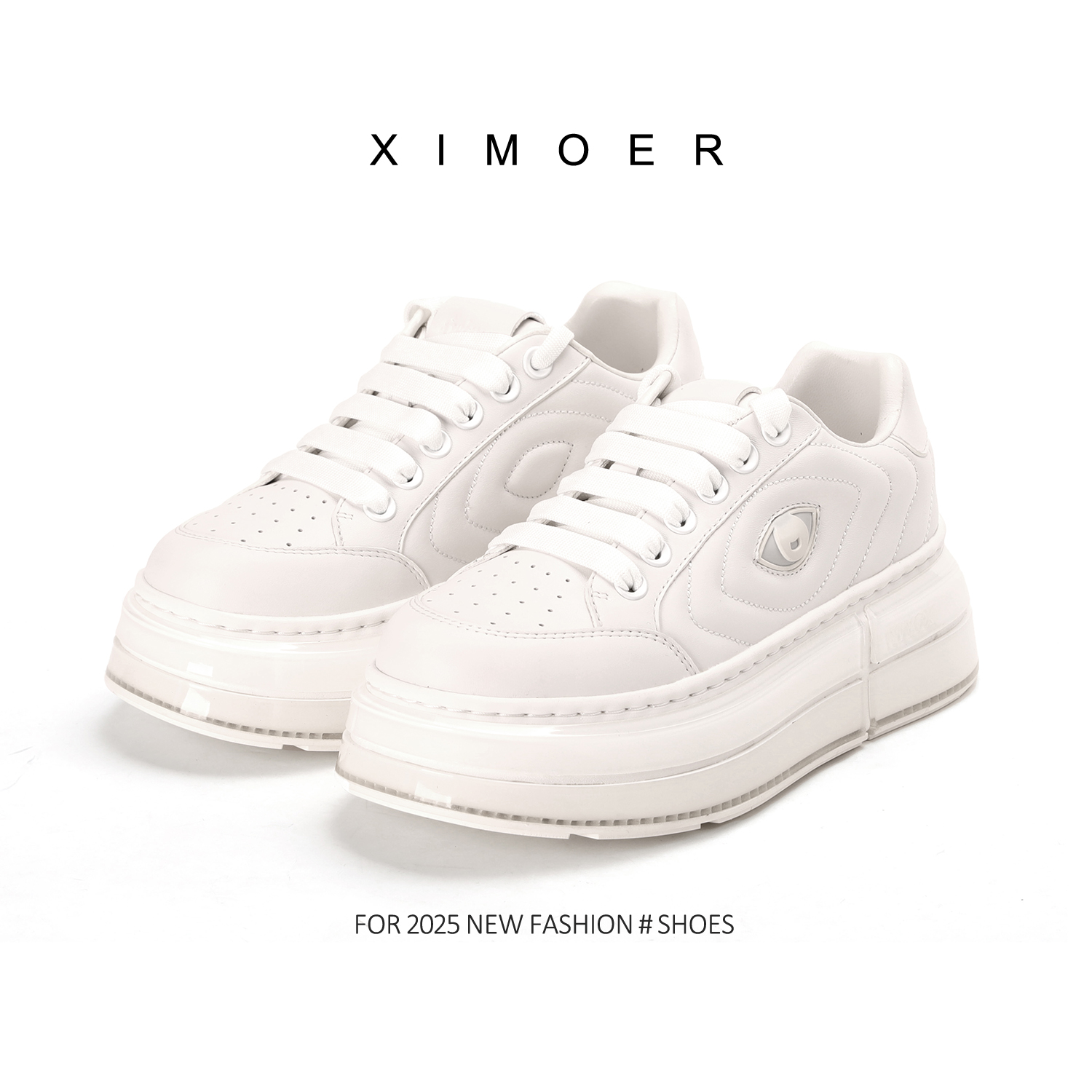 【XIMOER】百搭秋季高品质百搭真皮小白鞋厚底增高女板鞋ZS01021